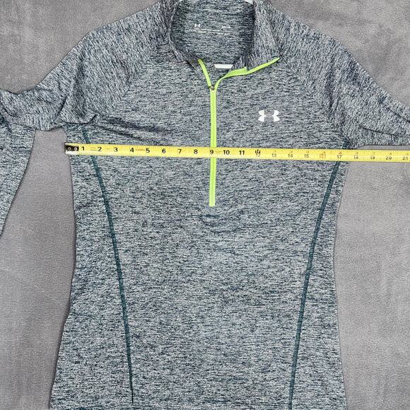 Under Armour 1/4 Zip Top Long Sleeve Heat Gear Heather Gray Loose Fit Medium - Picture 10 of 10